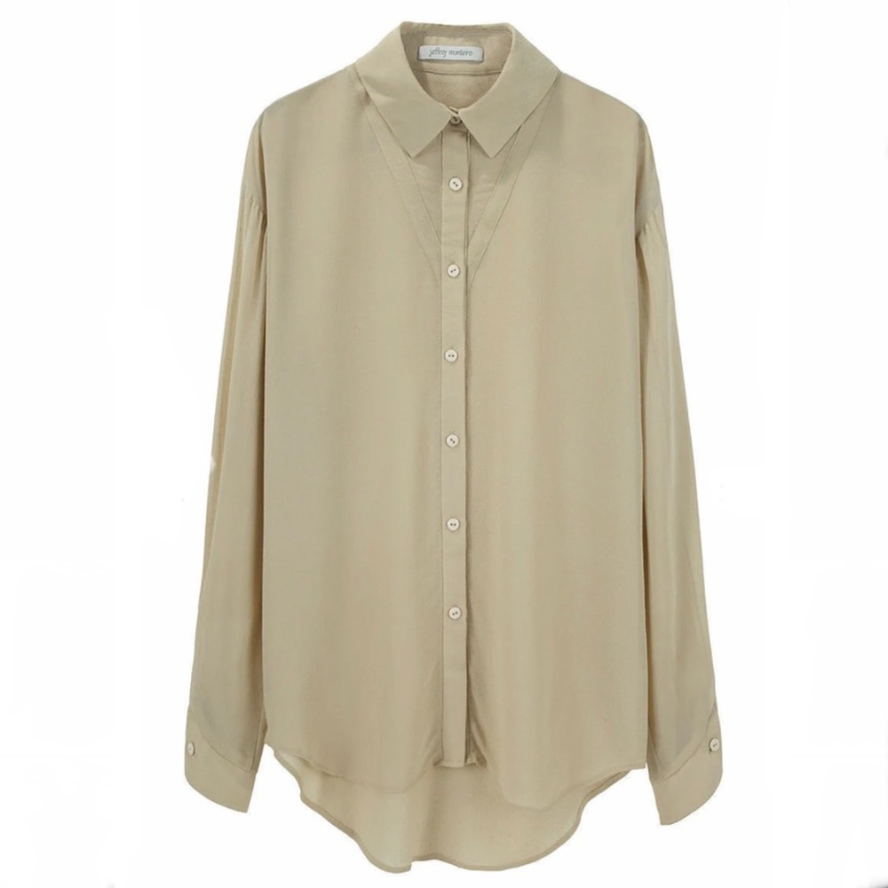 JEFFREY MONTEIRO Dotted Crepe Tempa Silky Button Up Shirt Size 2‎